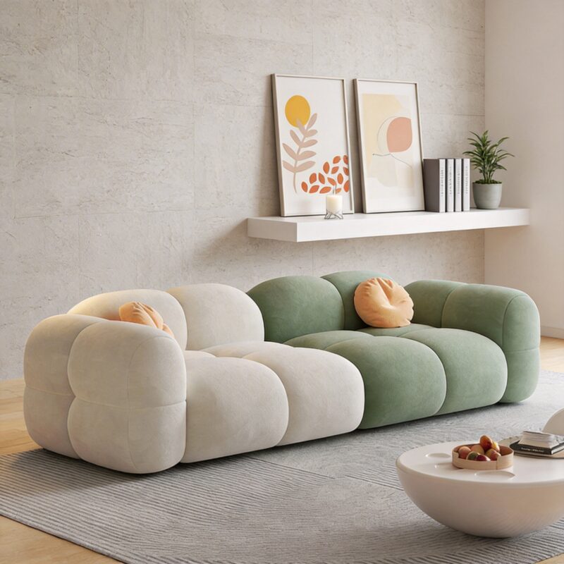 Customizable Fabric Sofa, Cream-colored, for a Small Rental Apartment Living Room - Living room furniture - QONKA HOME
