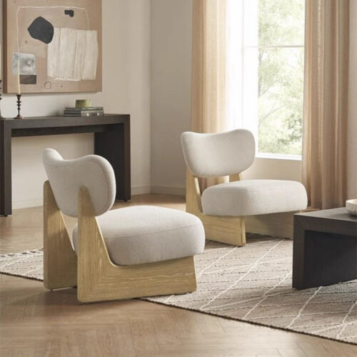 Wabi-sabi Style Solid Wood Single Armchair - Living room furniture - QONKA HOME