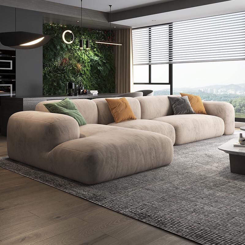 Luxury Fabric Sofa with Sponge Filled Cushions for Living Room Small Apartment Straight Row Design - Sofa - QONKA HOME