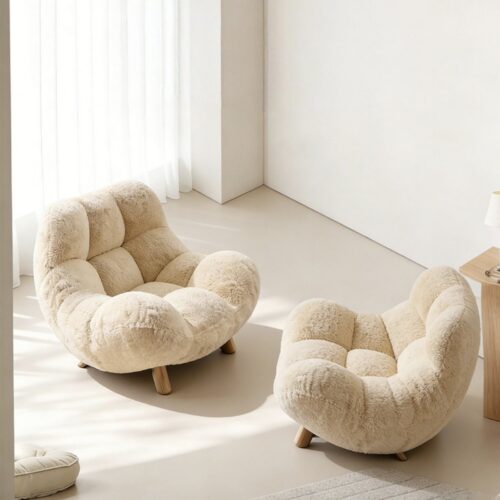 Modern Minimalist Plush Single Sofa - Living room furniture - QONKA HOME