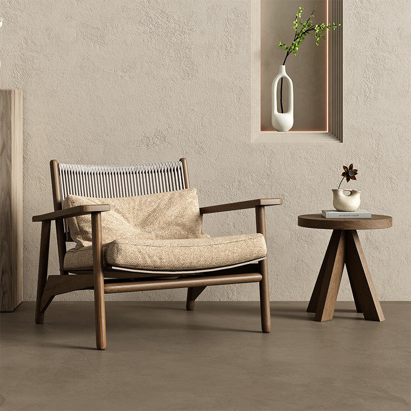 Wabi Sabi Solid Wood Accent Chair - Living room furniture - QONKA HOME
