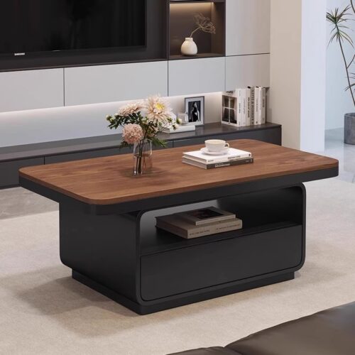 Two-tone Wood Top Storage Coffee Table With Drawer - Coffee table - QONKA HOME