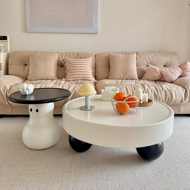 Cartoon Ball Leg Nesting Coffee Table Set  Creative Ghost Shape Side Table - Coffee table - QONKA HOME