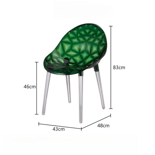 Diamond Textured Transparent PC Dining Chair Modern Crystal Clear Accent Chair Lightweight Plastic Side Chair for Dining R...