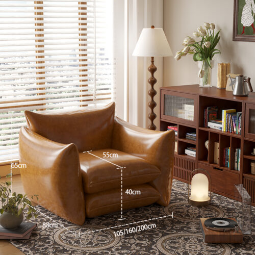 American red and white striped single sofa - Living room furniture - QONKA HOME