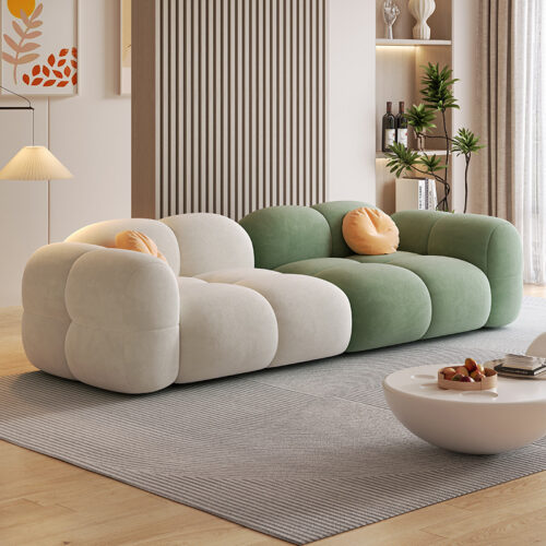 Customizable Fabric Sofa, Cream-colored, for a Small Rental Apartment Living Room - Living room furniture - QONKA HOME
