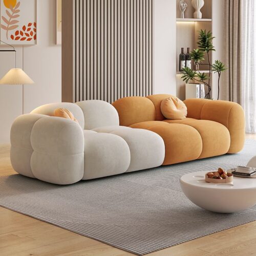 Customizable Fabric Sofa, Cream-colored, for a Small Rental Apartment Living Room - Living room furniture - QONKA HOME