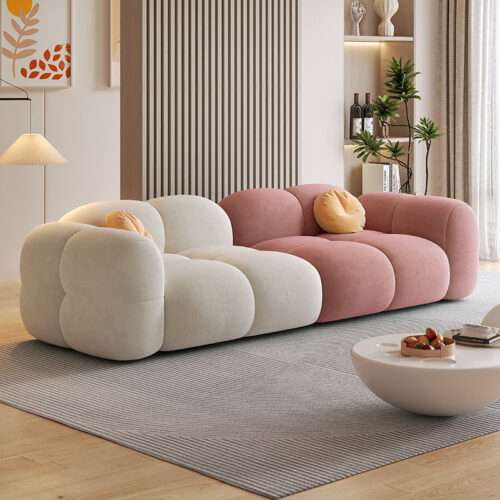 Customizable Fabric Sofa, Cream-colored, for a Small Rental Apartment Living Room - Living room furniture - QONKA HOME