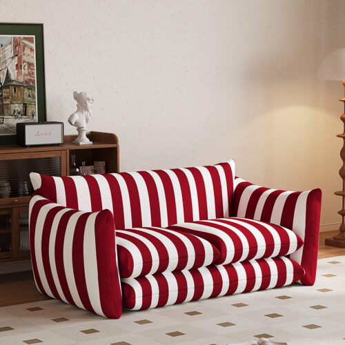 American red and white striped single sofa - Living room furniture - QONKA HOME