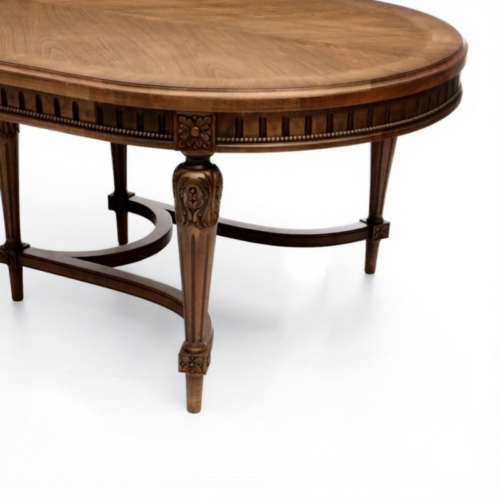 Vintage Oval Solid Wood Dining Table Hand‑Carved Ornate Leg French Provincial Dining Table for Large Dining Room - Dinin...