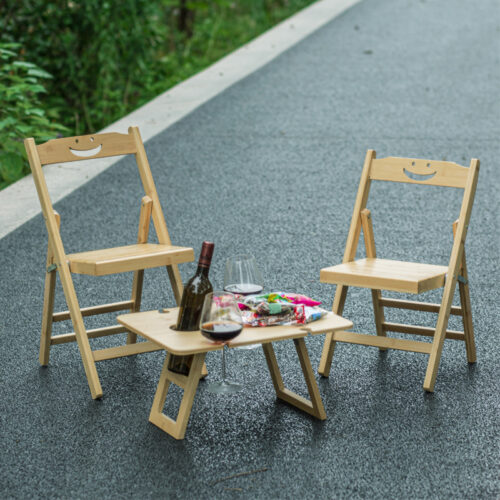Natural Nan Bamboo Folding Chair Smiley Hollow Backrest Portable Solid Bamboo Side Chair Indoor Outdoor Dining Stool - Din...