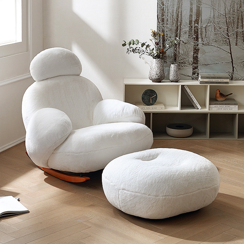 Cream-Colored Big White Rocking Chair - Living room furniture - QONKA HOME