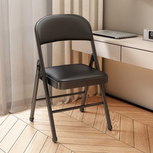 Heavy‑Duty Metal Folding Dining Chair PU Padded Foldable Event Chair for Home Banquet Office - Dining chair - QONKA HOME