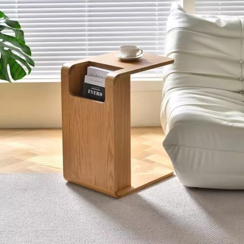 Minimalist Modern Solid Wood Sofa Side Table Living Room Coffee Table Storable Portable Home Furniture Bedroom Balcony Dec...