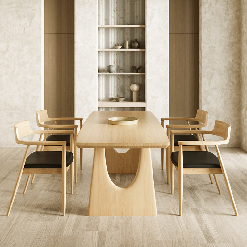 Solid wood wabi-sabi dining table oak grain Fuzhou Qiankun Manufacturing Co. Ltd.