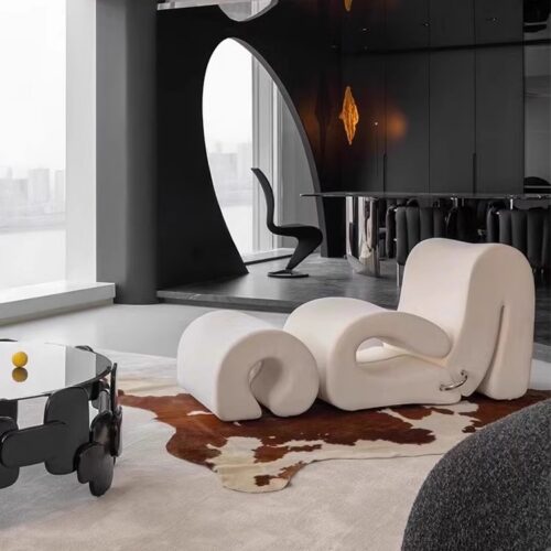 Italian Minimalist Ripple-Pattern Sofa, Light Luxury Curved Sofa - Living room furniture - QONKA HOME