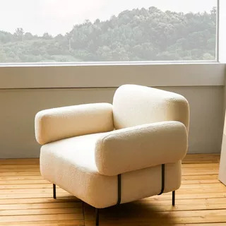 Italian-style Single-seater Sofa, French Vintage Wabi-sabi-style Lambswool - Living room furniture - QONKA HOME