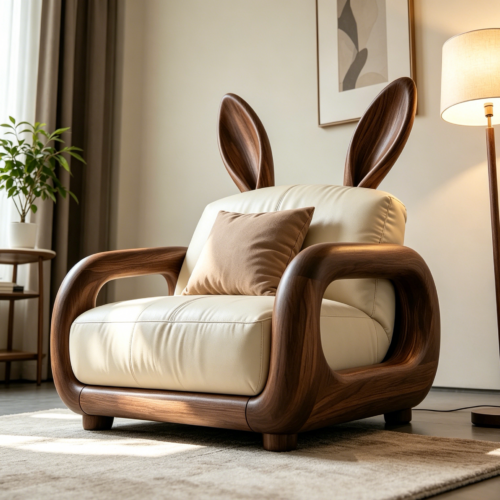 New Chinese-Style Black Walnut Rabbit Ears Chair - Living room furniture - QONKA HOME