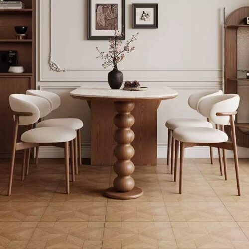 Oval Dining Table Sintered Stone Tabletop Solid Wood Base Retro Farmhouse Dining Table for Home Kitchen Dining Room - Dini...