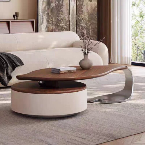 Leaf‑Shape Creative Wooden Coffee Table - Coffee table - QONKA HOME