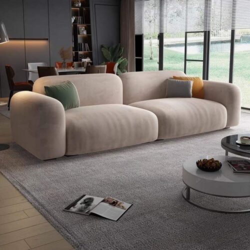 Luxury Fabric Sofa with Sponge Filled Cushions for Living Room Small Apartment Straight Row Design - Sofa - QONKA HOME