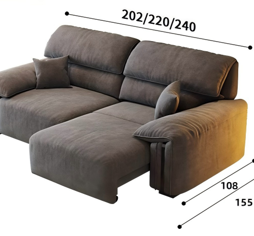 Electric Reclining Chenille Fabric Sofa 3 Seater Straight Row Cloud Lazy Sofa Adjustable Backrest Living Room Furniture - ...