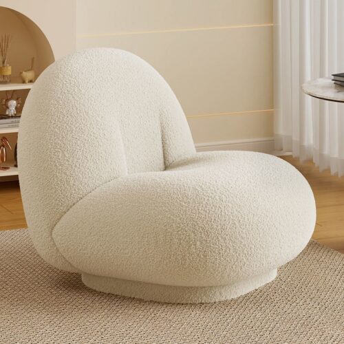 Lambswool Single-Seater Swivel Sofa - Living room furniture - QONKA HOME