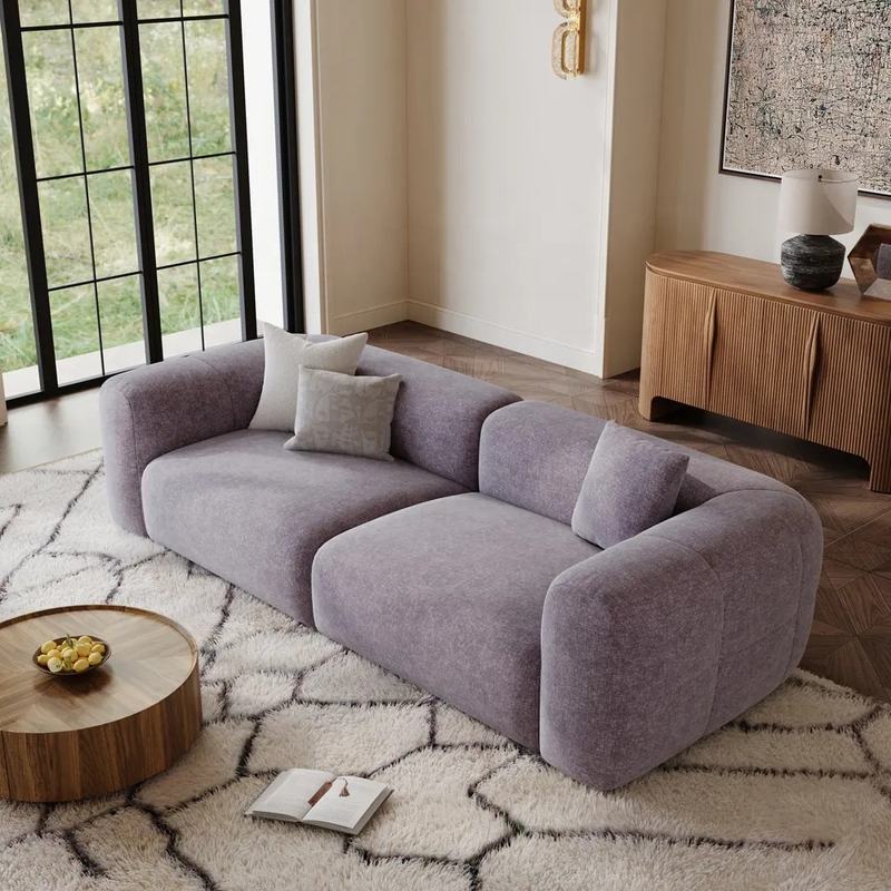 Purple Fabric 2-3 Seater Square Sectional Sofa With Cloud Comfortable Cushions - Sofa - QONKA HOME