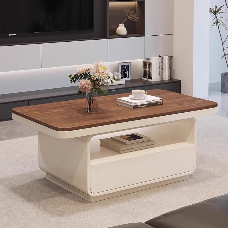 Two-tone Wood Top Storage Coffee Table With Drawer - Coffee table - QONKA HOME