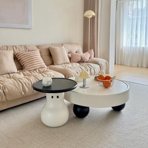 Cartoon Ball Leg Nesting Coffee Table Set  Creative Ghost Shape Side Table - Coffee table - QONKA HOME