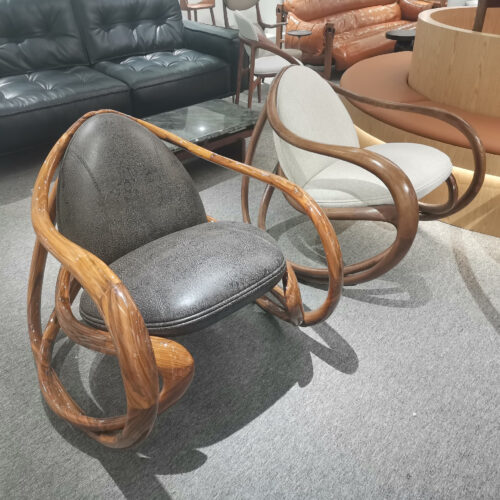 Mid‑century style solid wood rocking recliner armchair - Living room furniture - QONKA HOME