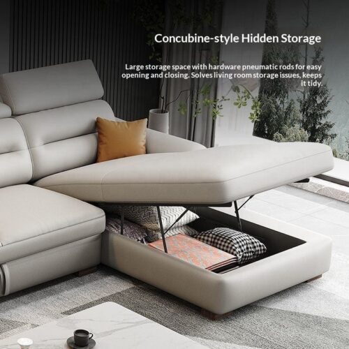 High-end Italian-style Genuine Leather Wood Frame Sofa - Sofa - QONKA HOME