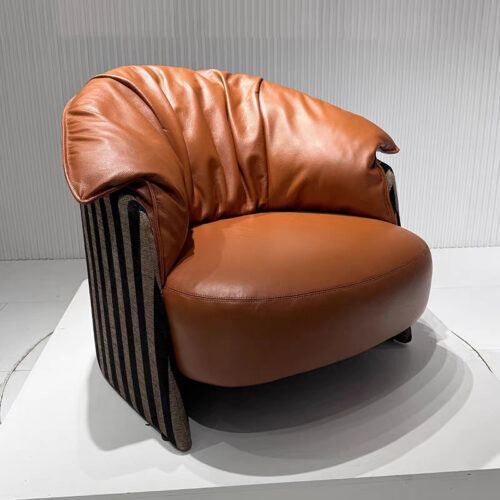 Nordic-style Single Armchair, Leather Sofa - Living room furniture - QONKA HOME