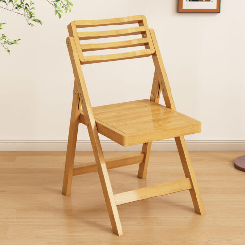 Natural Bamboo Folding Dining Chair Slatted Hollow Backrest Solid Bamboo Foldable Side Chair Indoor Balcony Patio - Dining...