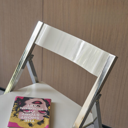 Transparent PC Folding Dining Chair Chrome Plated Metal Legs Foldable Side Chair for Home Kitchen Office Cafe - Dining cha...