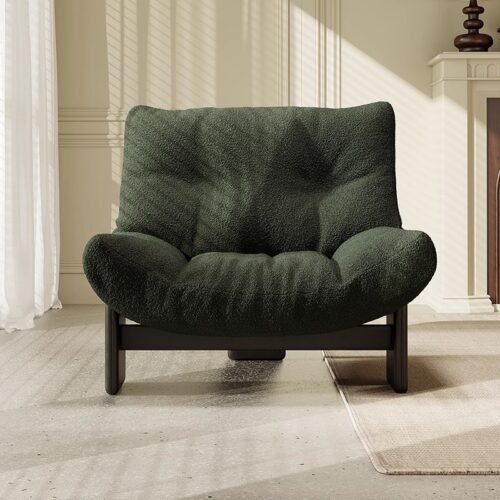 Wabi-Sabi-Style Vintage Solid Wood Single Sofa Chair - Living room furniture - QONKA HOME