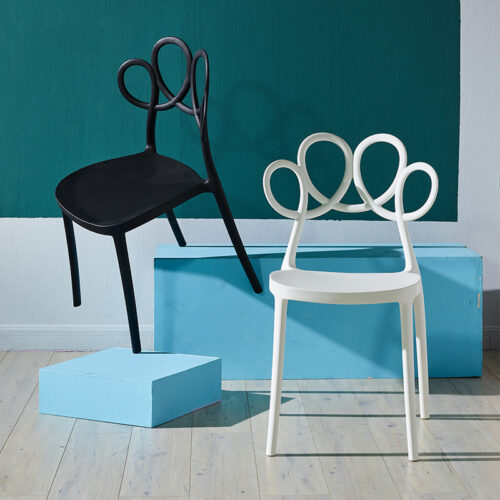 Creative Hollow Flower Back Plastic Dining Chair Stackable Modern Side Chair Multi‑Color Optional for Home Cafe - Dining...