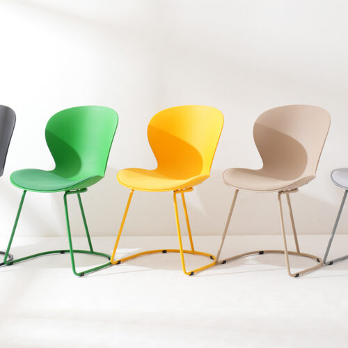 Modern Plastic Dining Chair Sled Metal Base Upholstered Seat Side Chair Multi‑Color Option for Kitchen Dining Room - Din...