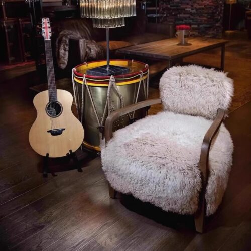 Vintage-Style Lambswool Sofa, Solid Wood, for Home Use in Living Rooms - Living room furniture - QONKA HOME
