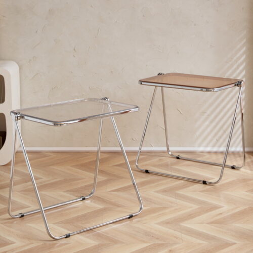 Nordic Light Luxury Folding Transparent Side Table Simple Small Coffee Table for Balcony Bedroom Sofa Corner - Bedside tab...