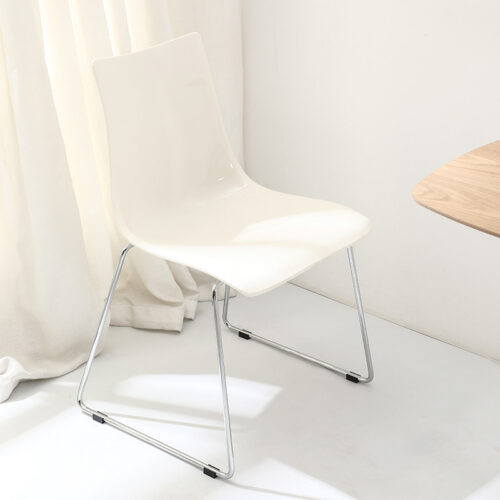 Transparent Plastic Dining Chair with Chrome Metal Sled Base Modern Accent Side Chair - Dining chair - QONKA HOME
