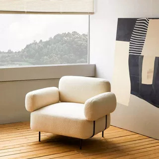 Italian-style Single-seater Sofa, French Vintage Wabi-sabi-style Lambswool - Living room furniture - QONKA HOME