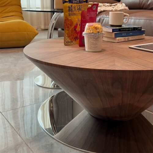 Mid-Century Walnut Coffee Table Set with Glass Side Table - Coffee table - QONKA HOME