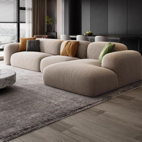 Luxury Fabric Sofa with Sponge Filled Cushions for Living Room Small Apartment Straight Row Design - Sofa - QONKA HOME