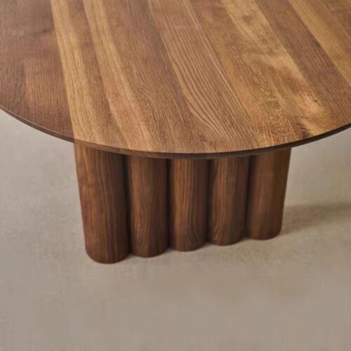 Oval Solid Wood Dining Table Multi‑Cylinder Cluster Legs Modern Wabi‑Sabi Dining Table for Home Dining Room - Dining t...
