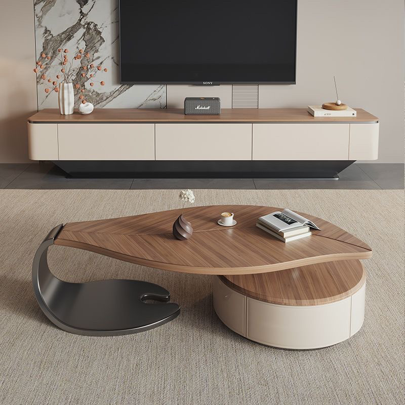 Leaf‑Shape Creative Wooden Coffee Table - Coffee table - QONKA HOME