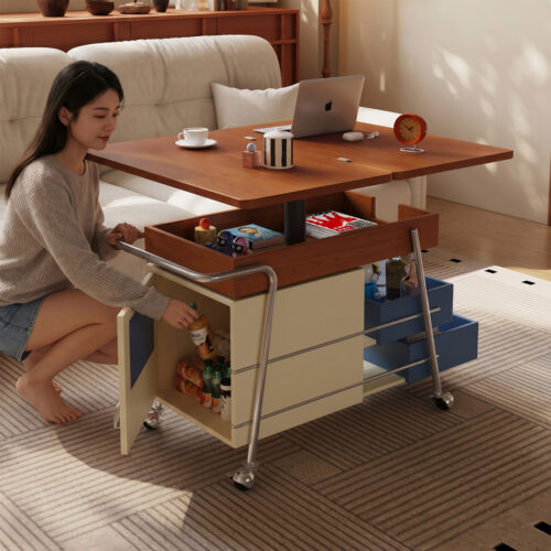 Multifunctional Lift Mobile Folding Coffee Table - Coffee table - QONKA HOME