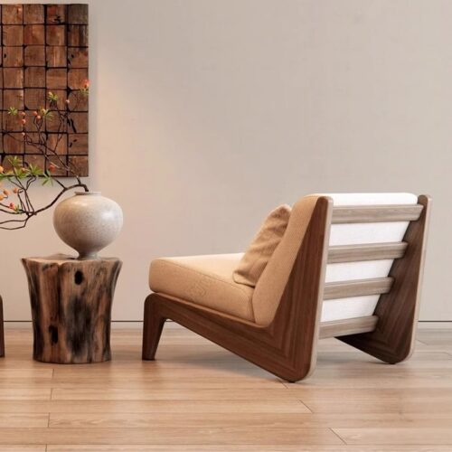 French-style Vintage Solid Wood Sofa Chair - Living room furniture - QONKA HOME