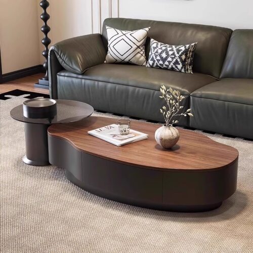 Walnut veneer Coffee Table Set With Storage Drawer - Coffee table - QONKA HOME