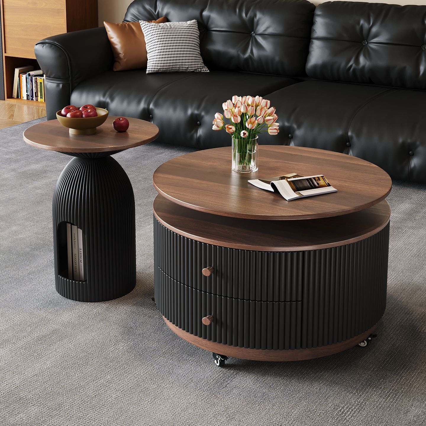 Retro French walnut coffee table Fuzhou Qiankun Manufacturing Co., Ltd. walnut coffee table factory